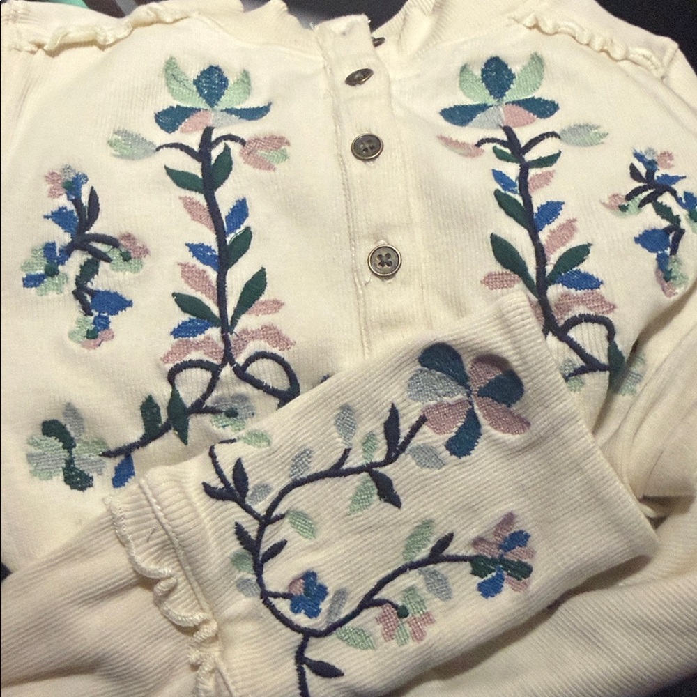 Free People Fleur Embroidered Cuff Henley - Picture 9 of 11